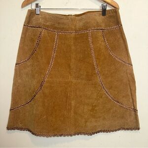 Vintage Neutral Zone Womens XL Brown Leather Mini Skirt Western Cowgirl Hippie